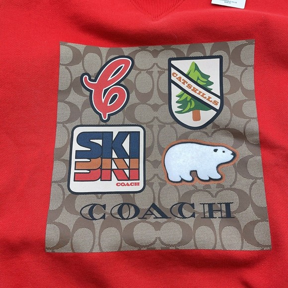 Coach CE457 XS Signature Ski Crewneck Fleece Sweatshirt Red Catskills NWT $298 - Picture 4 of 15